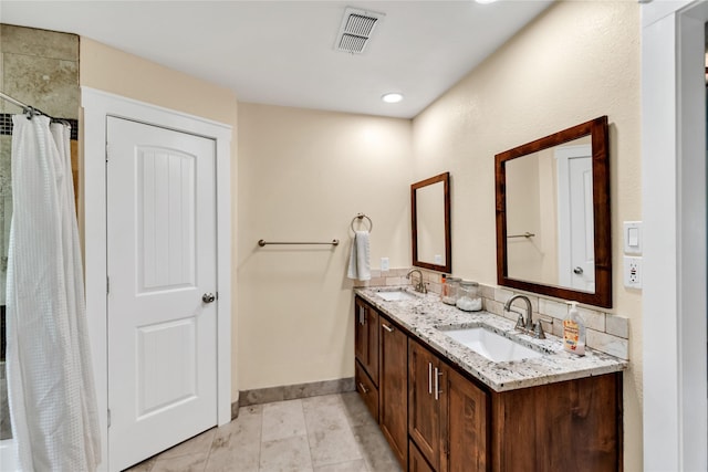 7612 Creekmoore Dr, Fort Worth, TX 76133 - full bathroom featuring double vanity and a shower with curtain