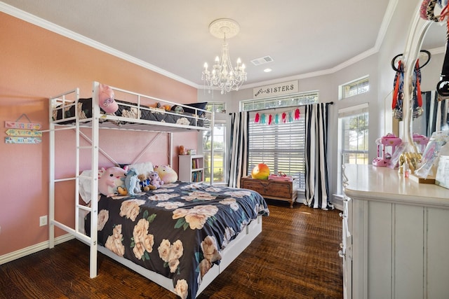 1212 Chandler Cir, Prosper, TX 75078 - bedroom featuring a chandelier, crown molding, and wood finished floors