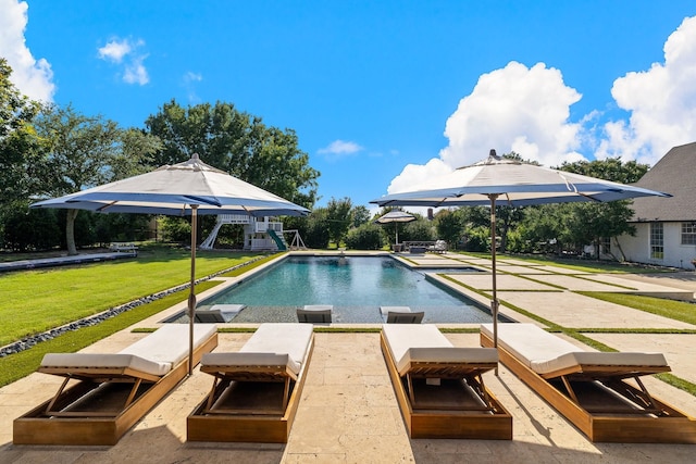 1212 Chandler Cir, Prosper, TX 75078 - swimming pool with a yard and a patio