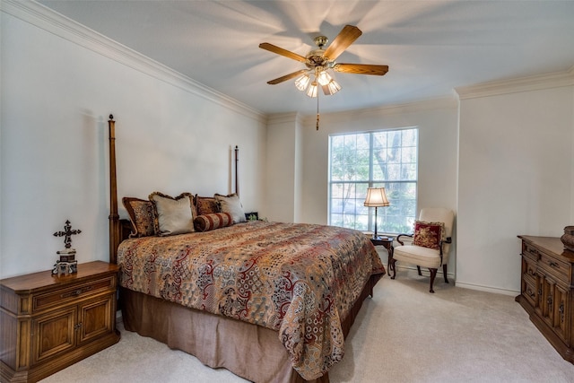 1908 Vantage Dr, Plano, TX 75075 - bedroom with light carpet, crown molding, and ceiling fan