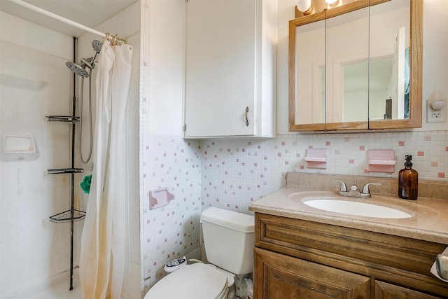 2805 Sadler Ave, Fort Worth, TX 76133 - bathroom with vanity, tasteful backsplash, and a shower with shower curtain
