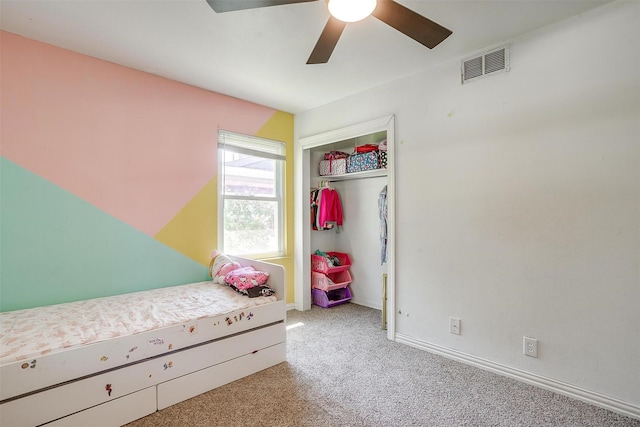 2805 Sadler Ave, Fort Worth, TX 76133 - carpeted bedroom with a closet and a ceiling fan