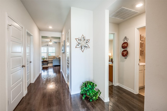 595 Yucca Ct, Princeton, TX 75407 - corridor featuring dark wood-type flooring and recessed lighting
