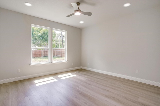 507 S 4th St, Grandview, TX 76050 - spare room with light wood-type flooring, a ceiling fan, and recessed lighting