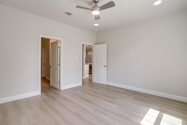 507 S 4th St, Grandview, TX 76050 - unfurnished bedroom with light wood-style floors and ceiling fan