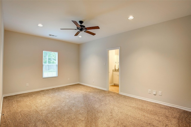 109 W Damon St, Terrell, TX 75160 - unfurnished room with light carpet, ceiling fan, and recessed lighting