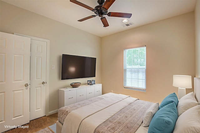 109 W Damon St, Terrell, TX 75160 - bedroom with light carpet and a ceiling fan