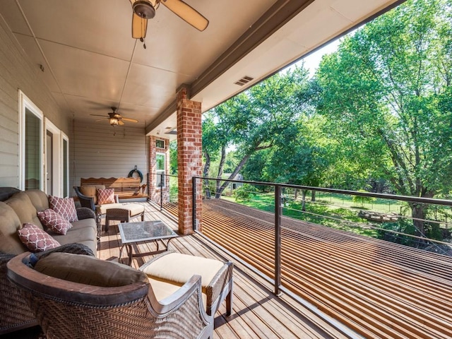 1908 Peninsula Dr, Flower Mound, TX 75022 - deck with ceiling fan and an outdoor hangout area