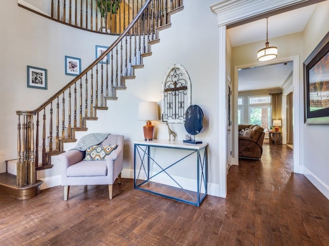 1908 Peninsula Dr, Flower Mound, TX 75022 - staircase featuring baseboards and wood finished floors