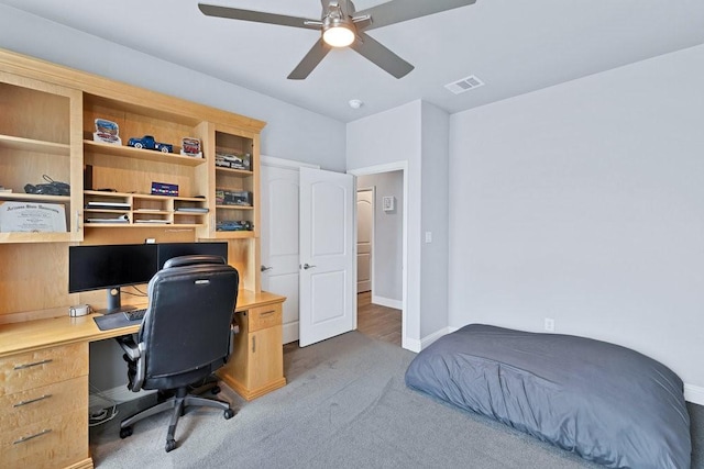 3036 Deer Ct, Weatherford, TX 76085 - carpeted office space with ceiling fan and baseboards