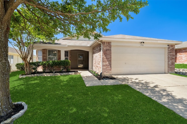 1722 Chestnut St, Anna, TX 75409 - single story home featuring a front lawn, brick siding, an attached garage, and driveway