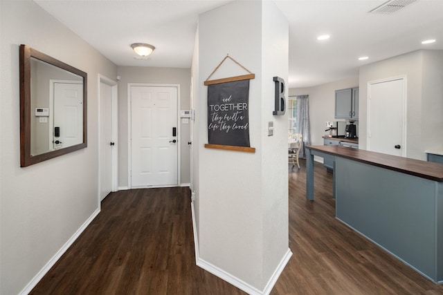 1722 Chestnut St, Anna, TX 75409 - hallway featuring dark wood-style floors and recessed lighting