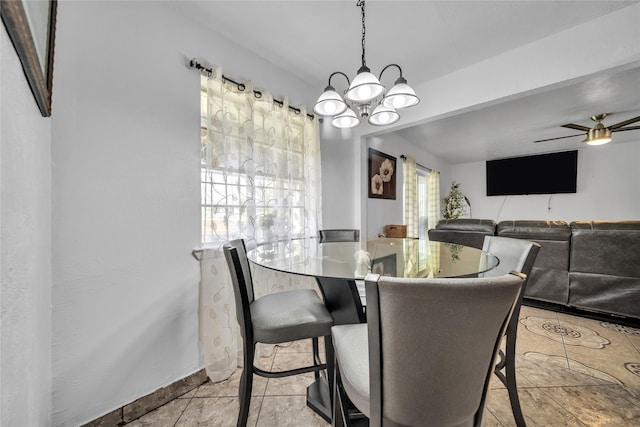 6354 Cinnamon Oaks, Dallas, TX 75241 - dining space with a chandelier, a ceiling fan, and light tile patterned floors