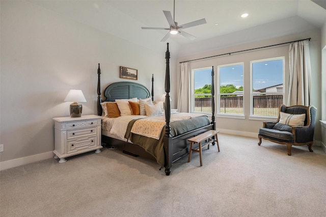 233 Kirkpatrick Ct, Argyle, TX 76226 - bedroom featuring light colored carpet, ceiling fan, and lofted ceiling