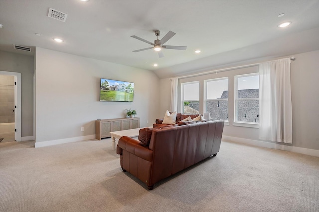 233 Kirkpatrick Ct, Argyle, TX 76226 - living area with light colored carpet, recessed lighting, and a ceiling fan