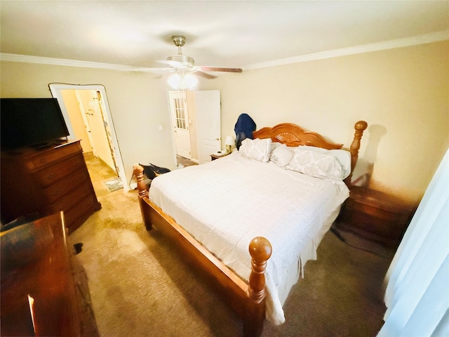 380 NE 32nd St, Paris, TX 75460 - bedroom featuring crown molding, light carpet, and ceiling fan