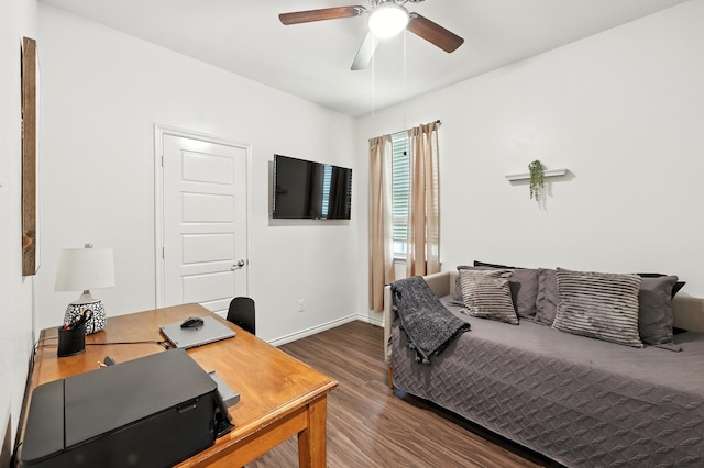 2136 Miramar Dr, Little Elm, TX 75068 - office area featuring wood finished floors and ceiling fan