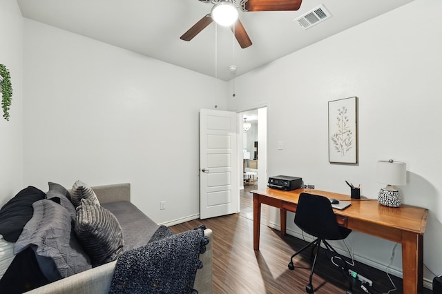 2136 Miramar Dr, Little Elm, TX 75068 - home office featuring wood finished floors and a ceiling fan
