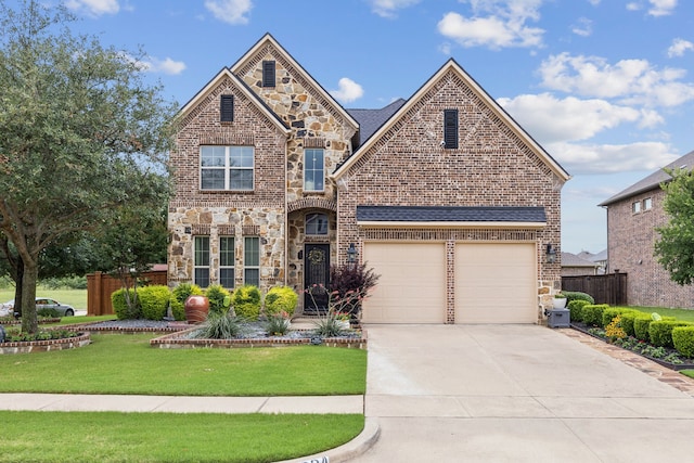 2824 Mastil Rd, Grand Prairie, TX 75054 - traditional home featuring driveway, a garage, stone siding, and brick siding