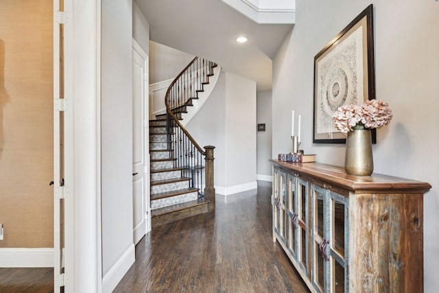 2824 Mastil Rd, Grand Prairie, TX 75054 - foyer featuring wood finished floors, stairs, and recessed lighting