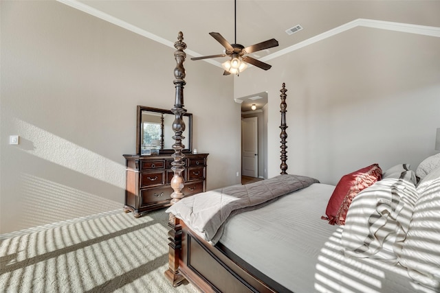 12517 Peace River Dr, Frisco, TX 75035 - bedroom featuring vaulted ceiling, ornamental molding, and light colored carpet