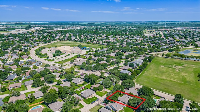 3 Cimarron Dr, Trophy Club, TX 76262 - aerial overview of property's location with property boundaries highlighted, nearby suburban area, and a large body of water