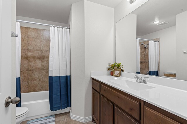 104 Knoll Ln, Decatur, TX 76234 - bathroom with vanity, shower / tub combo, and tile patterned flooring