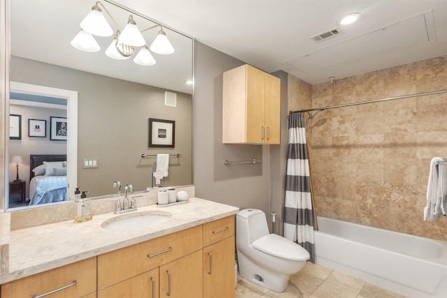 5055 Addison Cir Unit 413, Addison, TX 75001 - bathroom with vanity, shower / bath combo, tile patterned floors, and ensuite bath
