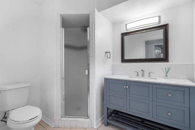 7422 Foxworth Dr, Dallas, TX 75248 - full bathroom with vanity, a shower stall, and backsplash