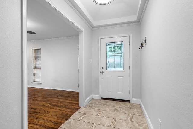 7422 Foxworth Dr, Dallas, TX 75248 - foyer entrance with crown molding and light wood-style floors
