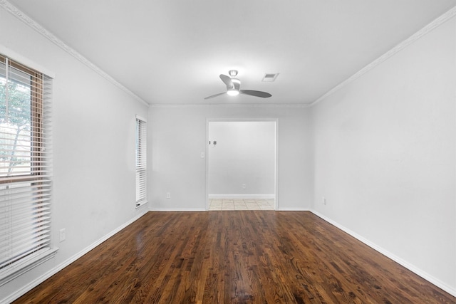 7422 Foxworth Dr, Dallas, TX 75248 - unfurnished room featuring wood finished floors, a ceiling fan, and ornamental molding