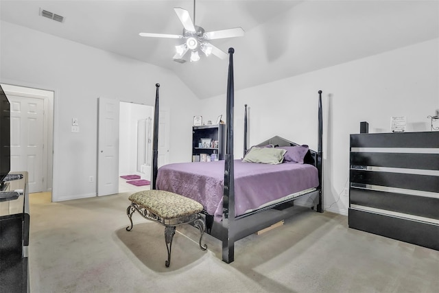831 Fair Oaks Dr, Grand Prairie, TX 75052 - carpeted bedroom with lofted ceiling and ceiling fan