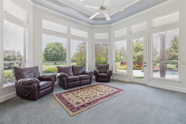 3030 Pecan Grove Ln, Celina, TX 75078 - sunroom featuring carpet, plenty of natural light, and ornamental molding