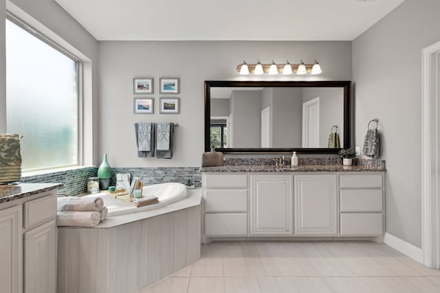 405 Milford, Wylie, TX 75098 - full bathroom featuring vanity, a bath, and tile patterned floors