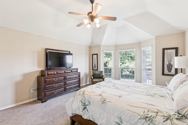3718 Colonnade Grove Dr, Frisco, TX 75033 - bedroom with carpet floors, vaulted ceiling, and a ceiling fan