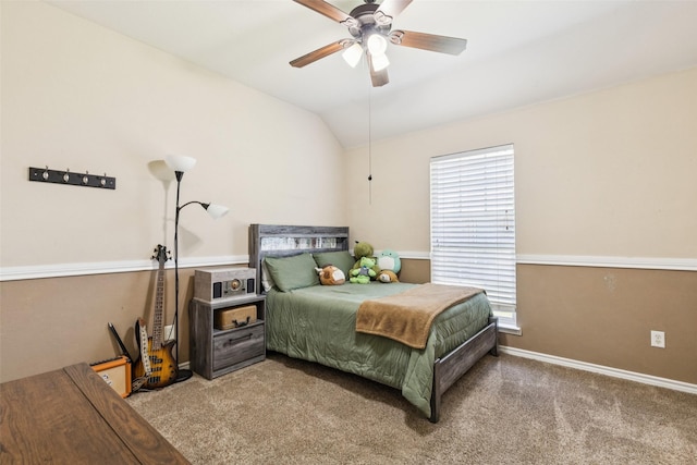 3718 Colonnade Grove Dr, Frisco, TX 75033 - bedroom with carpet flooring, vaulted ceiling, and ceiling fan