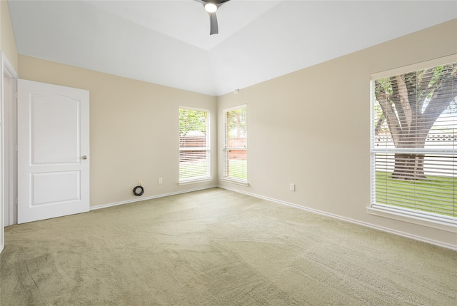 5853 Echo Bluff Dr, Haltom City, TX 76137 - spare room featuring carpet, ceiling fan, and vaulted ceiling