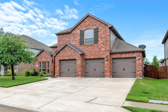 5413 Percy Priest St, Fort Worth, TX 76179 - traditional home with brick siding, a shingled roof, concrete driveway, and an attached garage