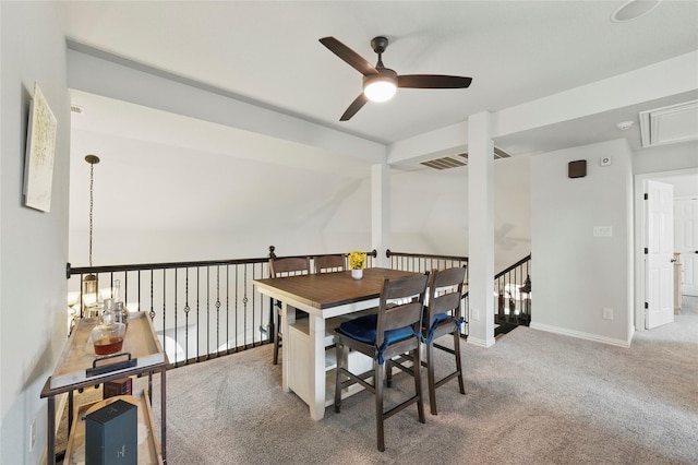 5413 Percy Priest St, Fort Worth, TX 76179 - carpeted dining room featuring ceiling fan and attic access