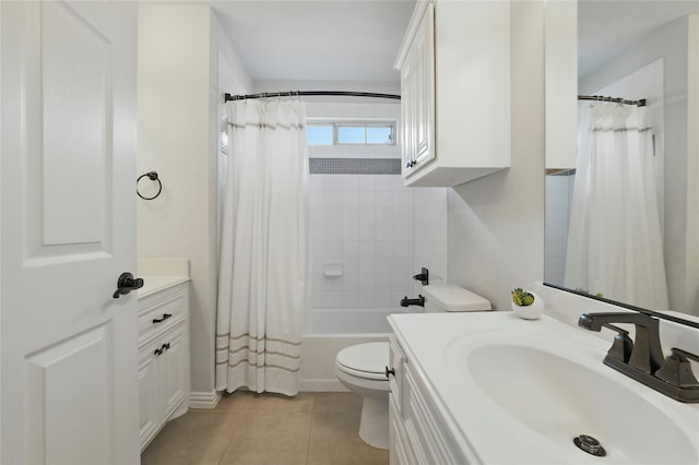 5413 Percy Priest St, Fort Worth, TX 76179 - full bath with vanity, tile patterned floors, and shower / bathtub combination with curtain