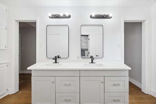 4132 Alava Dr, Fort Worth, TX 76133 - bathroom with double vanity and wood finished floors