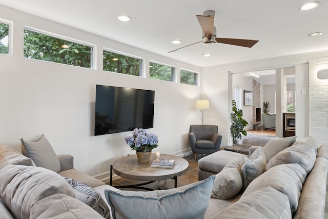10832 Cinderella Ln, Dallas, TX 75229 - living room with a ceiling fan and recessed lighting