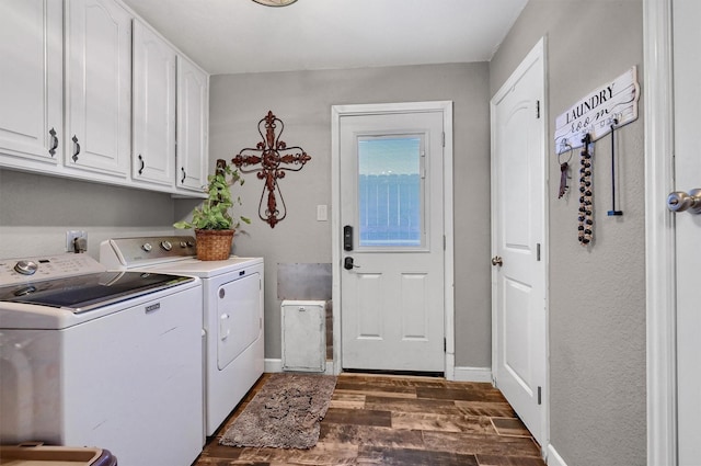 2212 Fred Smith Pkwy, Celina, TX 75009 - laundry room featuring cabinet space, washing machine and dryer, and dark wood-style floors