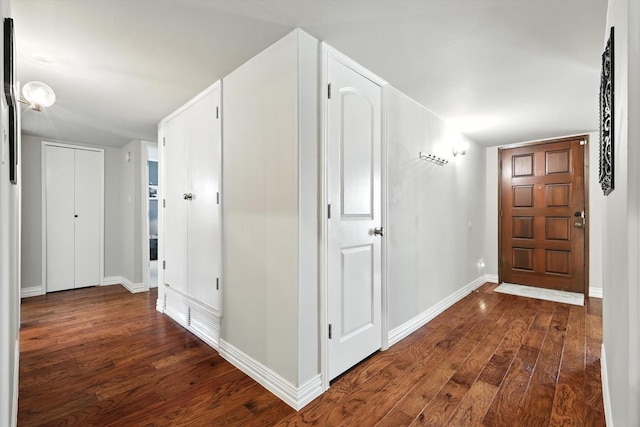 4201 Blackwillow Dr, Mesquite, TX 75150 - hall with dark wood-type flooring and baseboards