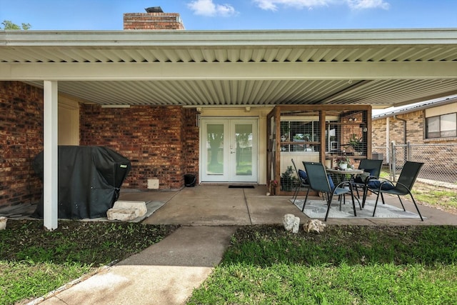 4201 Blackwillow Dr, Mesquite, TX 75150 - view of patio / terrace featuring french doors and grilling area