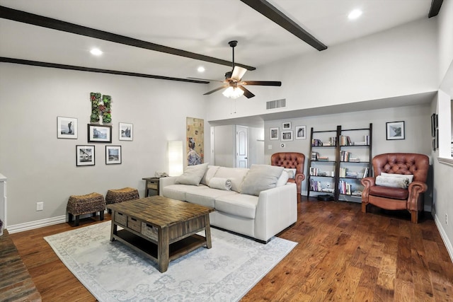4201 Blackwillow Dr, Mesquite, TX 75150 - living room featuring a ceiling fan, recessed lighting, and dark wood-type flooring