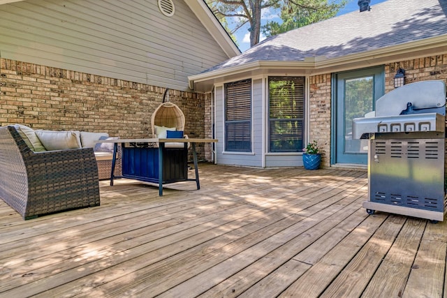 730 Cedar Crk, Reno, TX 75462 - wooden terrace featuring an outdoor living space and area for grilling