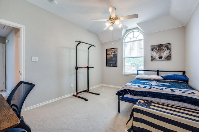 214 Chisholm Trl, Argyle, TX 76226 - bedroom featuring attic access, lofted ceiling, carpet, and ceiling fan