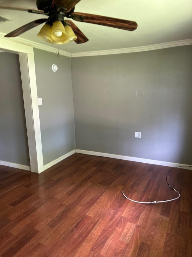 1330 Palmetto Rd, Benton, LA 71006 - spare room with a ceiling fan, ornamental molding, and wood finished floors