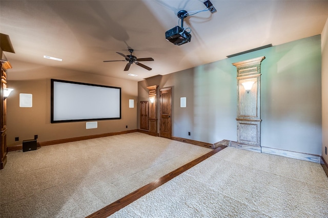 8540 Canyon Xing, Lantana, TX 76226 - home theater room with carpet floors and ceiling fan
